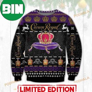3D Crown Royal Alcohol Black Pattern Funny Ugly Sweater