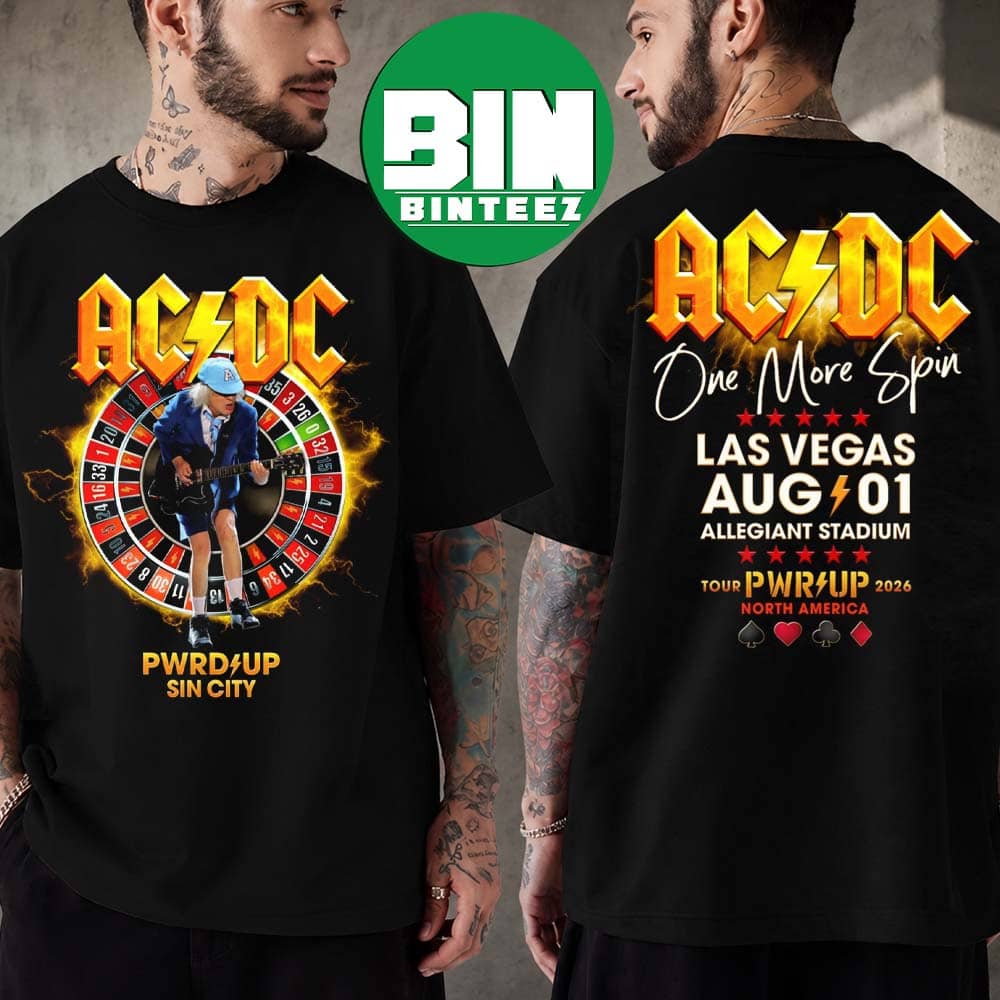 ACDC Nevada Power Up Tour 2026 Show Tee For Allegiant Stadium In Las Vegas On August 1 2026 Two Sided T-Shirt ACDC Nevada Power Up Tour 2026 Show Tee For Allegiant Stadium In Las Vegas On August 1 2026 Two Sided T-Shirt