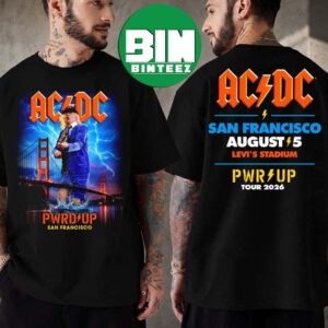 ACDC San Francisco Bay Area Power Up Tour 2026 Show Tee For August 5 2026 At Levi’s Stadium In California Two Sided Black T-Shirt
