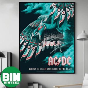 ACDC Vancouver BC Tonight Concert Poster For August 13 2026 At BC Place In Canada Power Up Tour Home Decor Poster Canvas