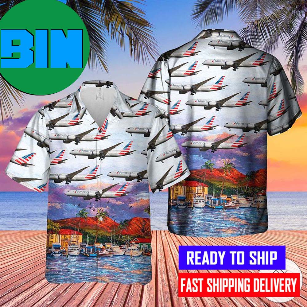 American Airlines Boeing 787-8 Dreamliner Hawaiian Shirt American Airlines Boeing 787-8 Dreamliner Hawaiian Shirt