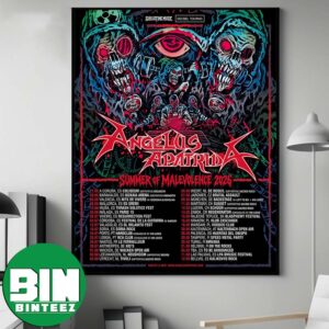 Angelus Apatrida Summer of Malevolence 2026 Tour Dates List For May 27 In Coliseum To September 12 In Kalikenyo Rock Home Decor Poster Canvas