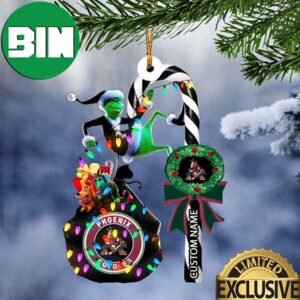 Arizona Coyotes NHL Grinch Candy Cane Custom Name Xmas Gifts Christmas Tree Decorations Ornament
