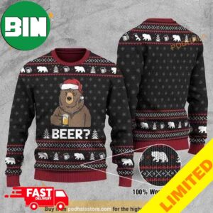 Bear With Beer Christmas 3D Funny Xmas Funny 2023 Holiday Custom And Personalized Idea Christmas Ugly Sweater
