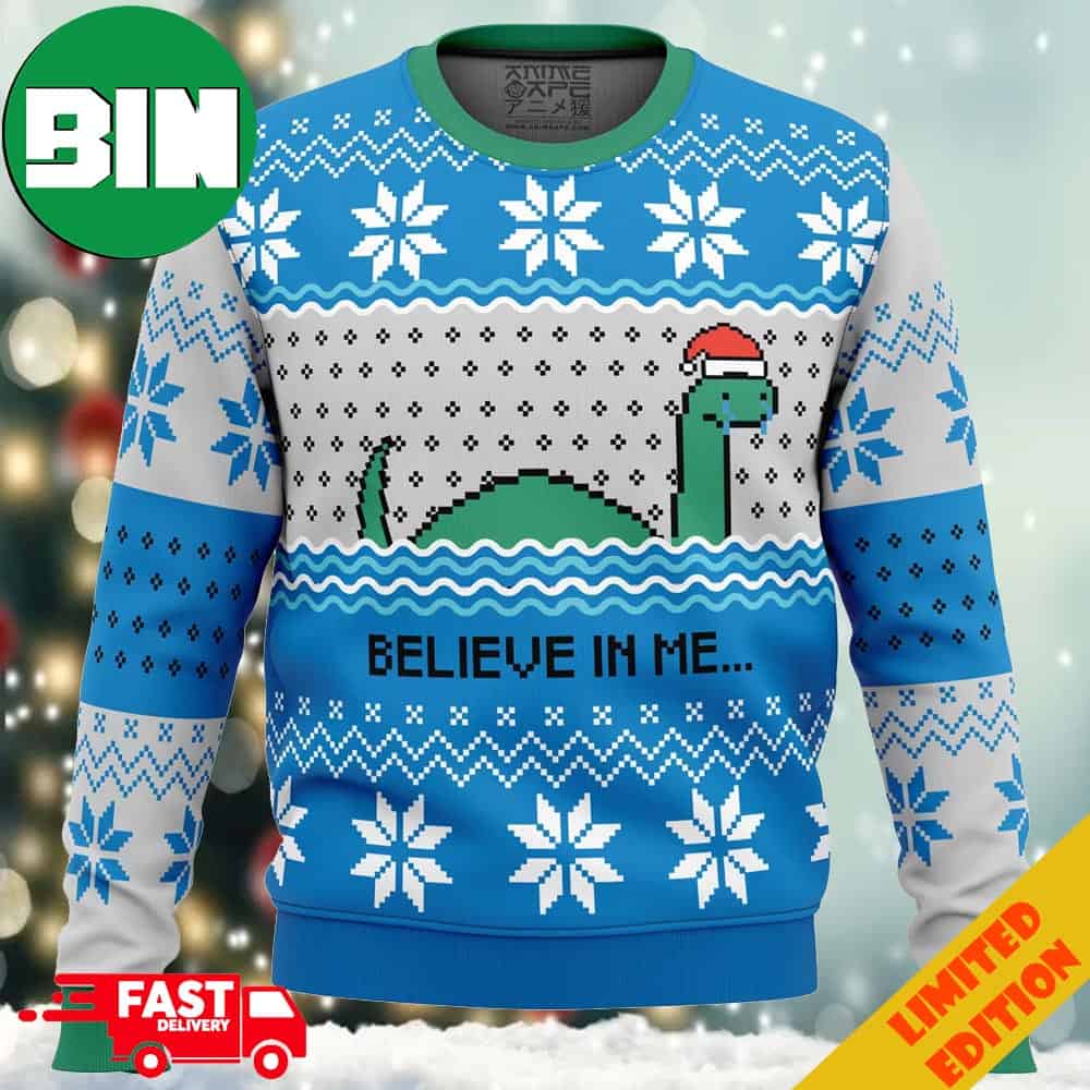 Believe In Me Nessie Funny Anime Ape 2023 Holiday Gift Ugly Sweater For Men And Women Believe In Me Nessie Funny Anime Ape 2023 Holiday Gift Ugly Sweater For Men And Women