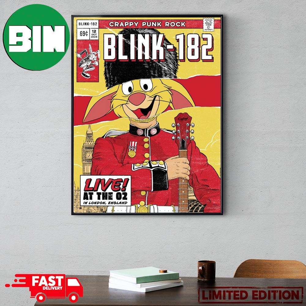 Blink 182 Event Poster Thursday October 12 2023 Live At The O2 London United Kingdom World Tour Crappy Punk Rock Poster Canvas Blink 182 Event Poster Thursday October 12 2023 Live At The O2 London United Kingdom World Tour Crappy Punk Rock Poster Canvas