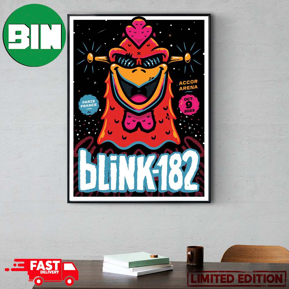 Blink-182 Event Poster With The Story So Far From October 9 2023 In Accor Arena Paris France World Tour Poster Canvas Blink-182 Event Poster With The Story So Far From October 9 2023 In Accor Arena Paris France World Tour Poster Canvas