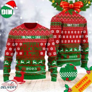 Blink 182 Merry Fucking X Mas Christmas Custom Name 2023 Ugly Sweater