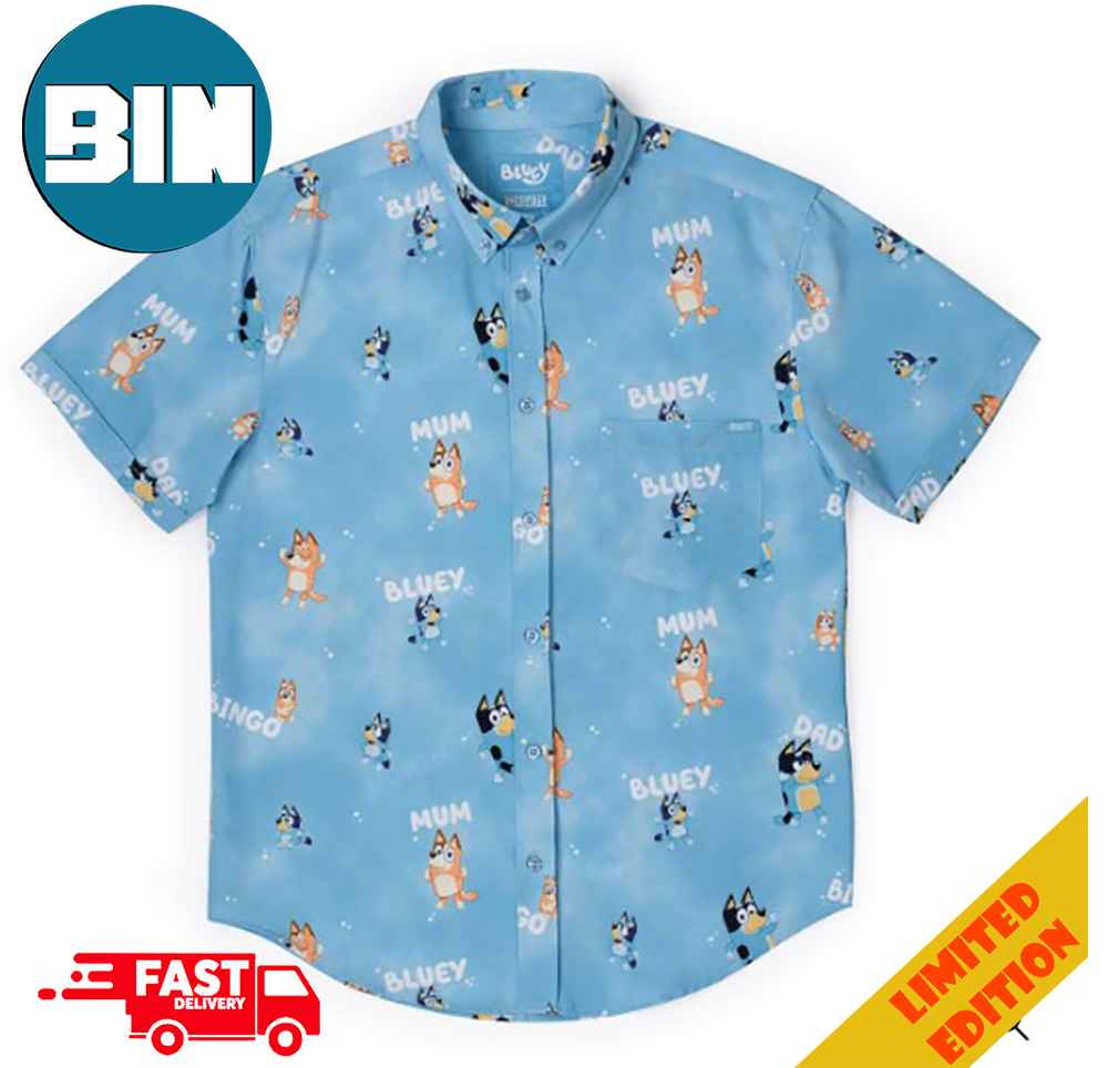 Bluey Meet The Heelers RSVLTS Summer Hawaiian Shirt Bluey Meet The Heelers RSVLTS Summer Hawaiian Shirt