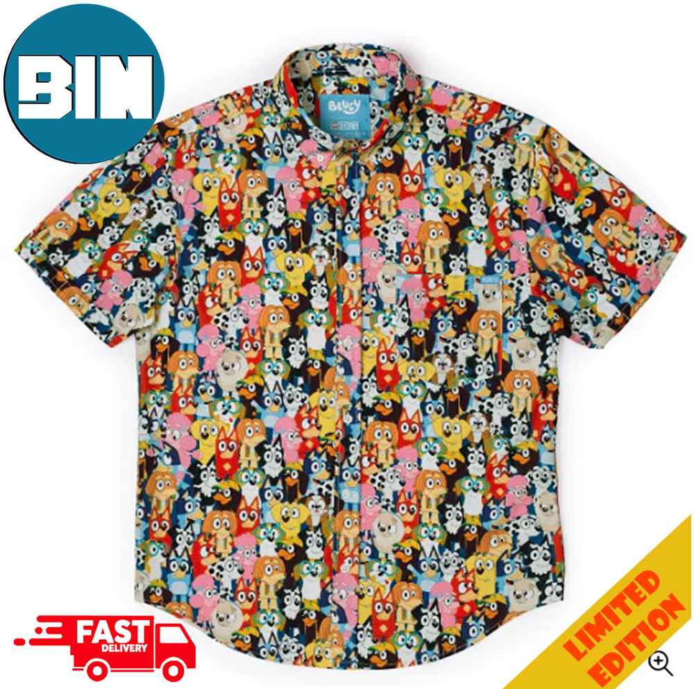 Bluey Primary Pals RSVLTS Summer Hawaiian Shirt Bluey Primary Pals RSVLTS Summer Hawaiian Shirt