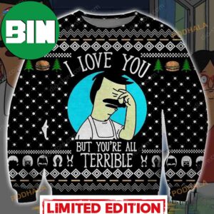 Bob’s Burgers Drama Snowflakes Pattern 3D Christmas Funny Ugly Sweater