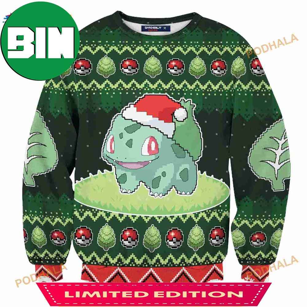 Bulbasaur Pokemon For Kids Christmas 2023 Gift Ugly Sweater Bulbasaur Pokemon For Kids Christmas 2023 Gift Ugly Sweater