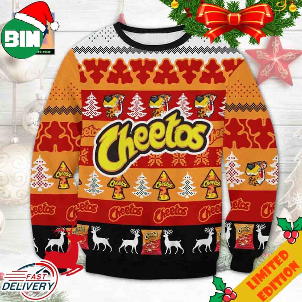 Cheetos Snacks Brand Ugly Christmas Sweater For Men And Women Cheetos Snacks Brand Ugly Christmas Sweater For Men And Women