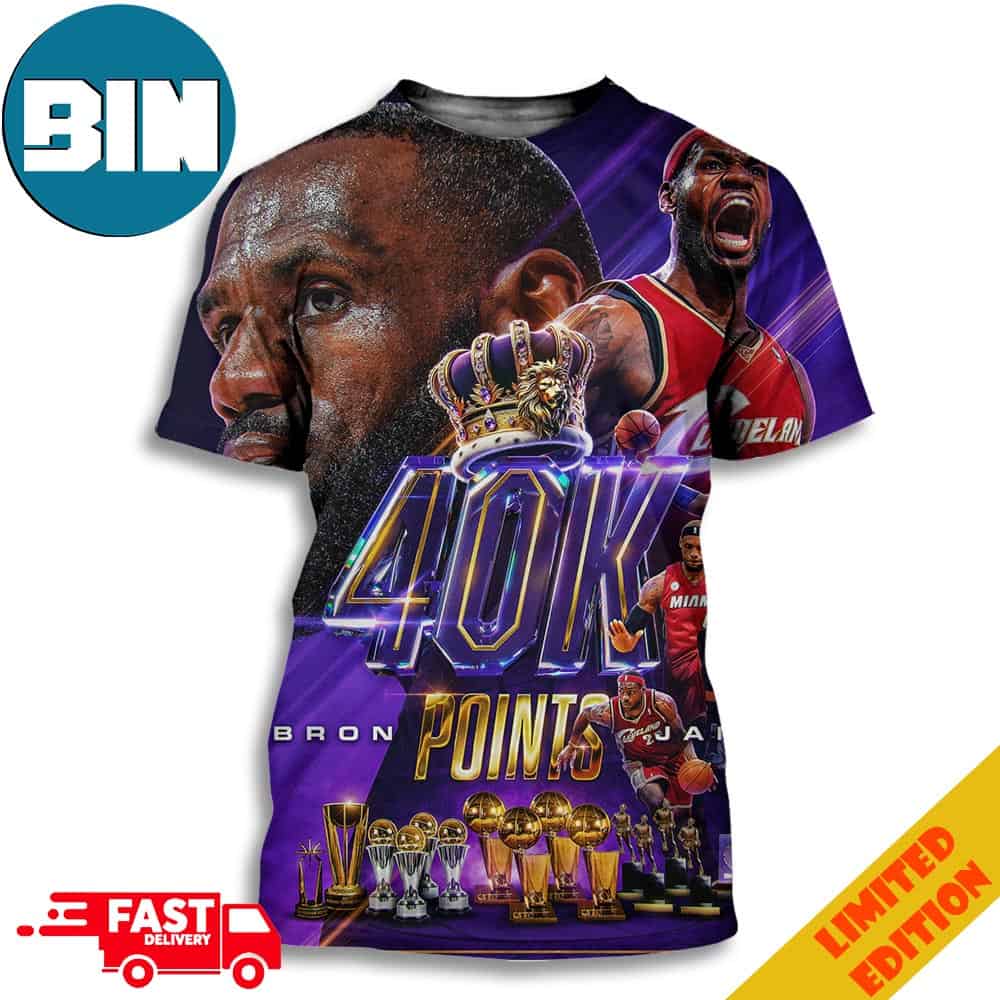 Congrats Lebron James King James Los Angeles Lakers Reaches 40k Points NBA Unisex 3D T-Shirt Congrats Lebron James King James Los Angeles Lakers Reaches 40k Points NBA Unisex 3D T-Shirt