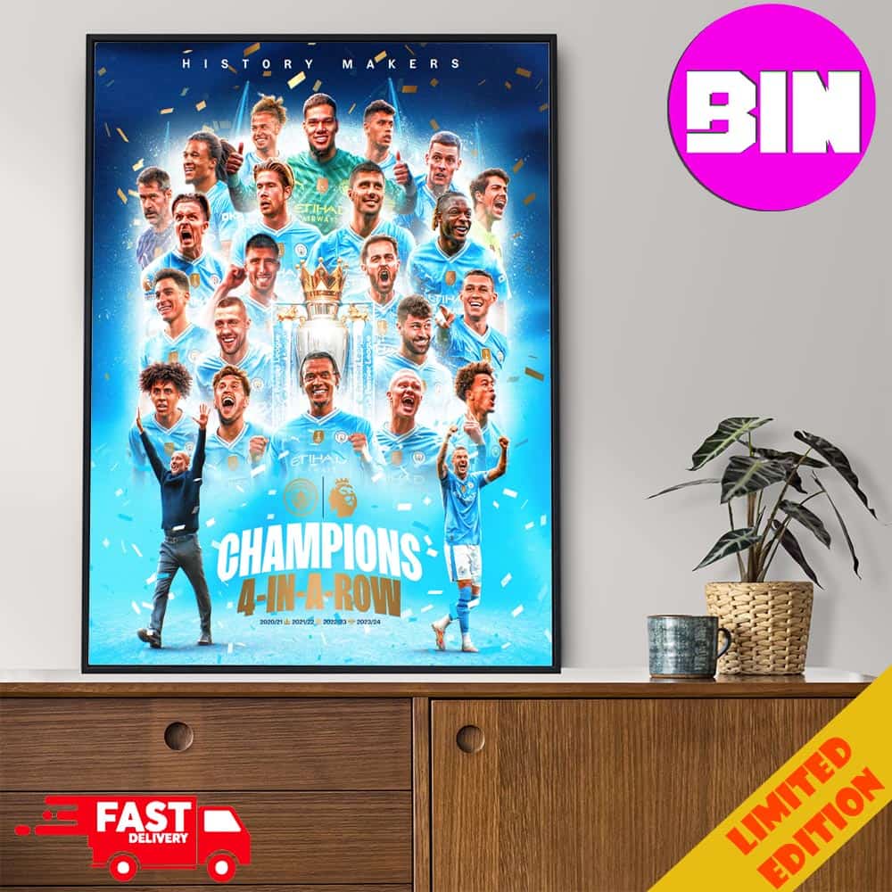 Congrats Man City Champions 4 In A Row Manchester City Champions Premier League 2023-2024 Home Decor Poster Canvas Congrats Man City Champions 4 In A Row Manchester City Champions Premier League 2023-2024 Home Decor Poster Canvas