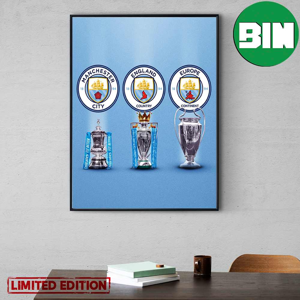 Congratulations Manchester City Win The Treble UEFA Champions League 2023 Home Decor Poster-Canvas Congratulations Manchester City Win The Treble UEFA Champions League 2023 Home Decor Poster-Canvas