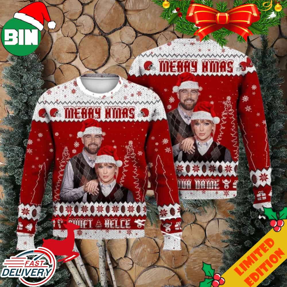 Custom Name Taylor Swift Travis Kelce Kansas City Chiefs Ugly Sweater Custom Name Taylor Swift Travis Kelce Kansas City Chiefs Ugly Sweater