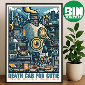 Death Cab for Cutie Today Poster In San Diego CA For Show At Gallagher Square On August 4 2026 Home Decor Poster Canvas