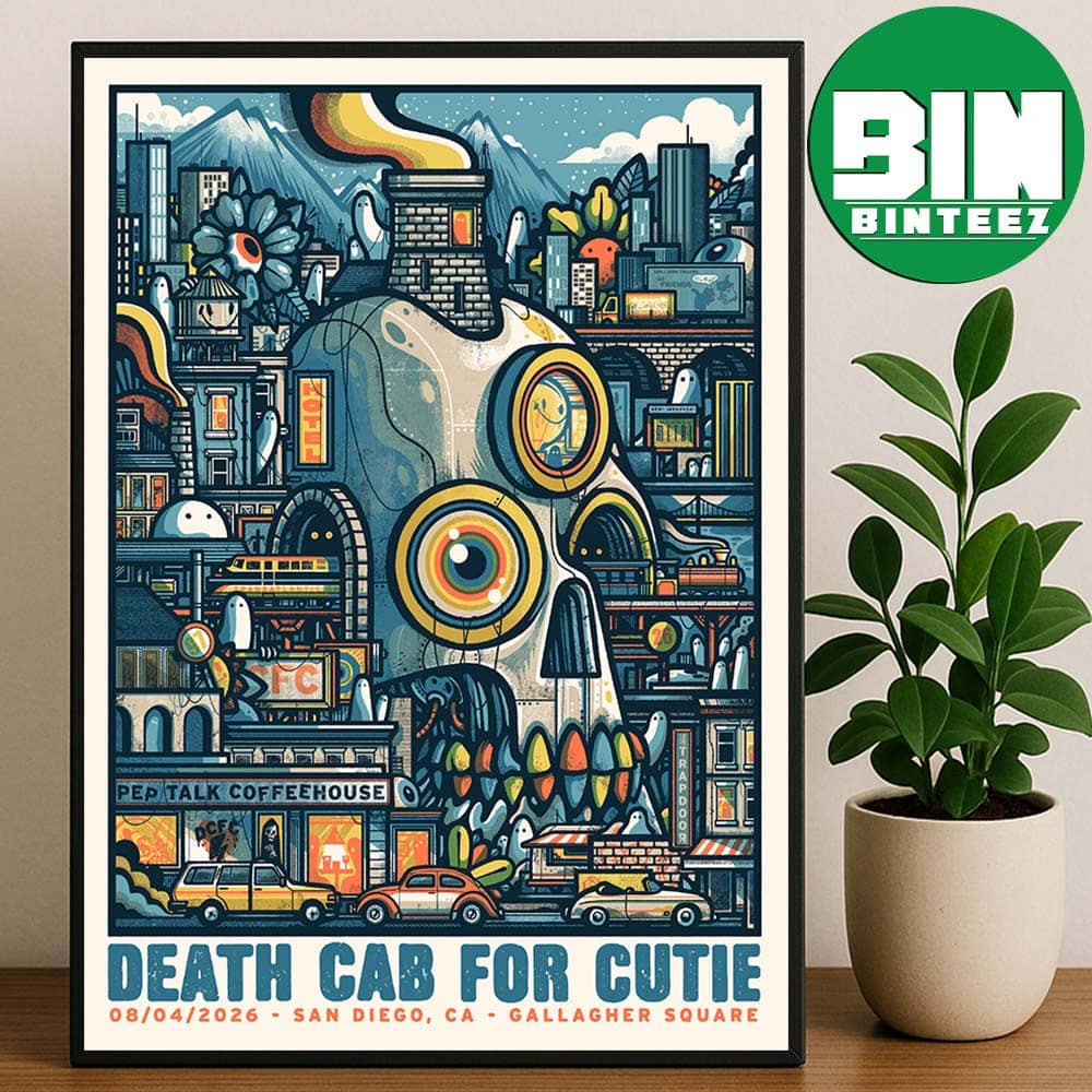 Death Cab for Cutie Today Poster In San Diego CA For Show At Gallagher Square On August 4 2026 Home Decor Poster Canvas Death Cab for Cutie Today Poster In San Diego CA For Show At Gallagher Square On August 4 2026 Home Decor Poster Canvas