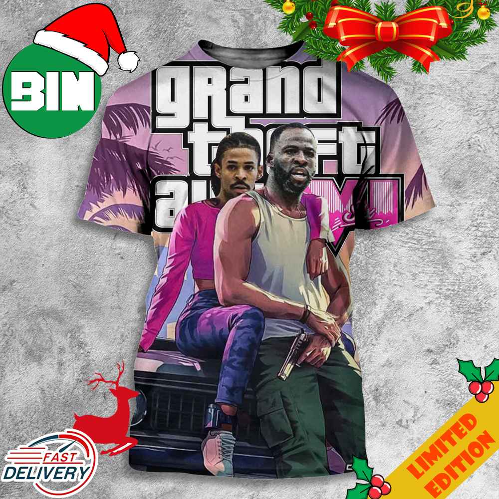 Draymond Green And Jusuf Nurkic Funny NBA But GTA VI Poster Looks All Over Print T-Shirt Draymond Green And Jusuf Nurkic Funny NBA But GTA VI Poster Looks All Over Print T-Shirt