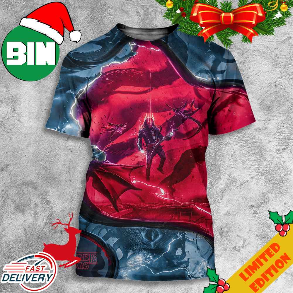 Eddie Munson Stranger Things Day Hellfire Club Upside Down Opens Up To Hawkins Town Poster By BossLogic 3D T-Shirt Eddie Munson Stranger Things Day Hellfire Club Upside Down Opens Up To Hawkins Town Poster By BossLogic 3D T-Shirt