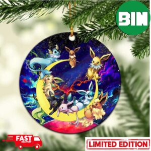 Eevee Evolution Pokemon Family Love You To The Moon Galaxy Perfect Gift For Holiday Ornament