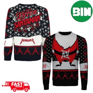 Enter Santaman Metallica Logo Christmas Holiday 2023 Xmas Ugly Sweater