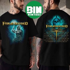 Firewind﻿ Band North American Tour 2026 Merch Tee With Ensiferum Cities List For September Two Sided Black T-Shirt