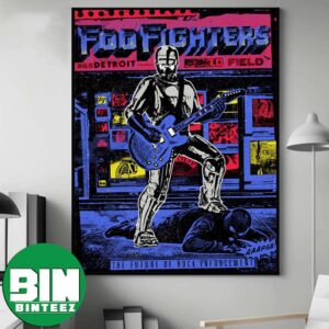 Foo Fighters at Ford Field in Detroit Michigan August 06 2024 Poster Art By Christopher Everhart Silent Giants Gig Poster Gift For Rock Fan Music Room Decor