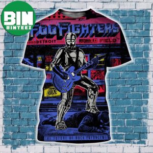 Foo Fighters at Ford Field in Detroit Michigan August 06 2024 Poster Art By Christopher Everhart Silent Giants Tour Poster All Over Print Shirt Summer Concert Outfit
