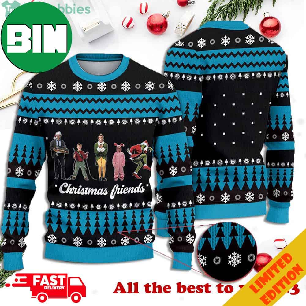 Friends Home Alone Black Ugly Christmas Sweater 2023 For Men And Women Friends Home Alone Black Ugly Christmas Sweater 2023 For Men And Women