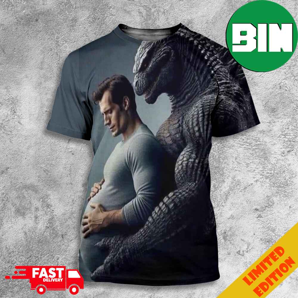 Funny Godzilla Makes Henry Cavil Pregnant 3D T-Shirt Funny Godzilla Makes Henry Cavil Pregnant 3D T-Shirt