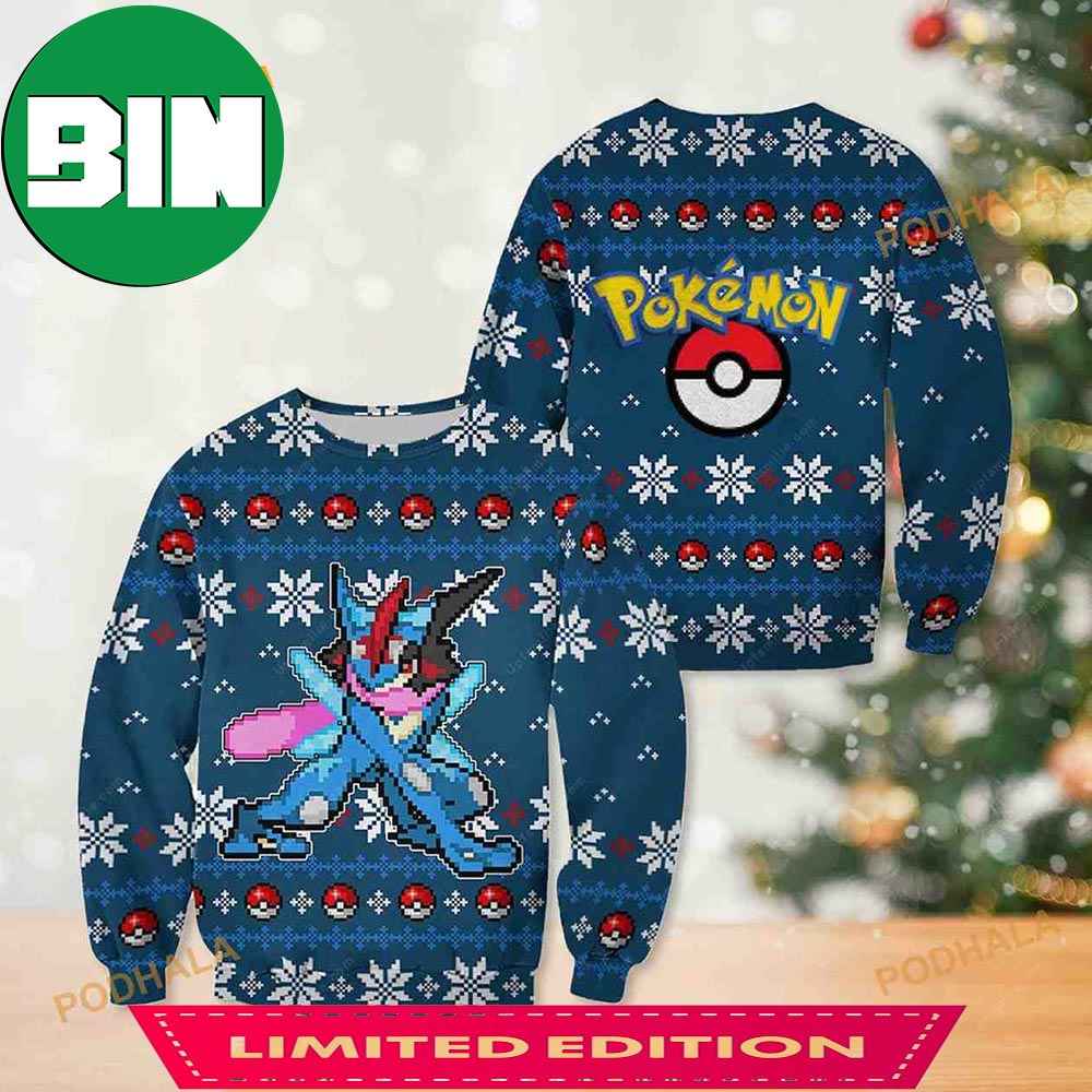 Greninja Pokemon Christmas 2023 Holiday Ugly Xmas Sweater Greninja Pokemon Christmas 2023 Holiday Ugly Xmas Sweater