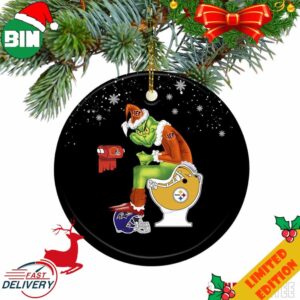 Grinch Santa Cincinnati Bengals Toilet Christmas Ornament