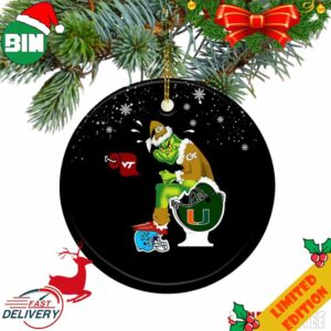 Grinch Santa Georgia Tech Yellow Jackets Toilet Christmas Ornament