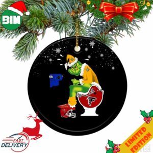 Grinch Santa New Orleans Saints Atlanta Falcons Toilet Christmas Ornament