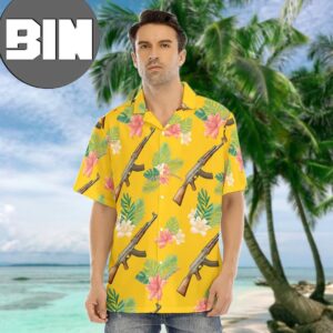 Gun Aloha Yellow Shirt For Men And Women Hawaiian Shirt