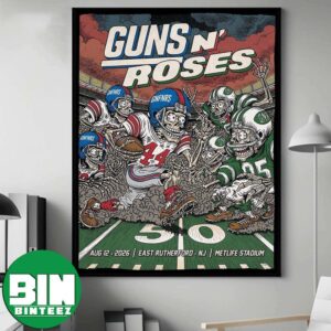 Guns N Roses MetLife Stadium Poster Cover NFL For East Rutherford New Jersey On August 12 World Tour 2026 Home Decor Poster Canvas
