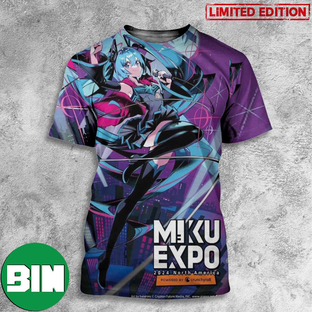 Hatsune Miku World Concert Tour Series Miku EXPO 2024 North America Celebrate 10th Anniversary 3D T-Shirt Hatsune Miku World Concert Tour Series Miku EXPO 2024 North America Celebrate 10th Anniversary 3D T-Shirt