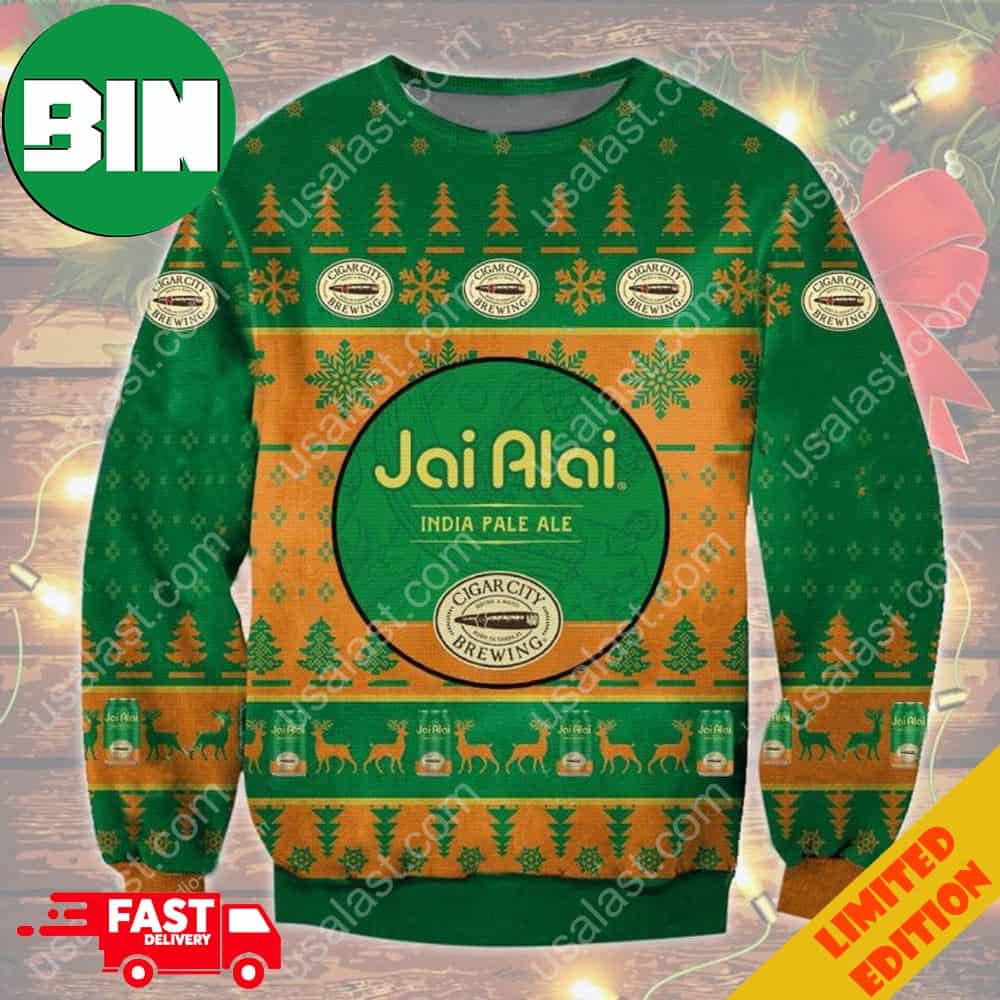 Jai Alai India Pale Ale Ugly Christmas Sweater For Men And Women Jai Alai India Pale Ale Ugly Christmas Sweater For Men And Women