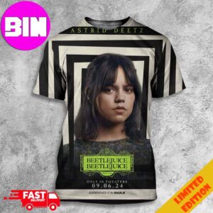 Jenna Ortega Stars As Astrid Deetz In Tim Burton Beetlejuice Beetlejuice In Theaters September 6 All Over Print Unisex T-Shirt