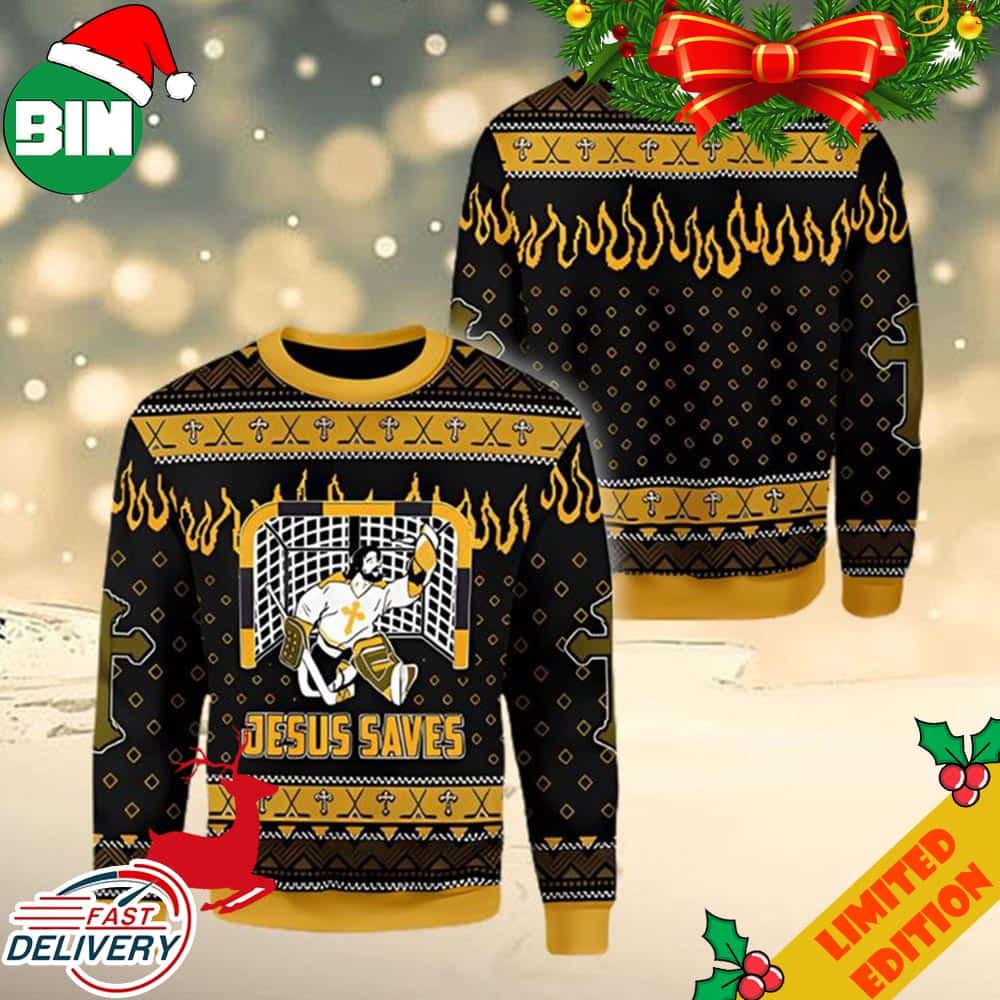 Jesus Saves Hockey Funny Christmas 2023 Ugly Sweater Jesus Saves Hockey Funny Christmas 2023 Ugly Sweater