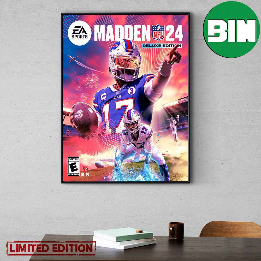 Josh Allen Number 17 NFL Madden NFL 24 Deluxe Edition EA Sports New Poster-Canvas Josh Allen Number 17 NFL Madden NFL 24 Deluxe Edition EA Sports New Poster-Canvas