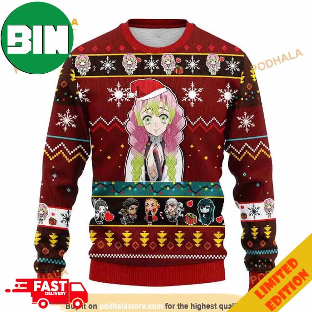 Kimetsu No Yaiba Mitsuri Kanroji Xmas Ugly Wool Anime Christmas Sweater Kimetsu No Yaiba Mitsuri Kanroji Xmas Ugly Wool Anime Christmas Sweater