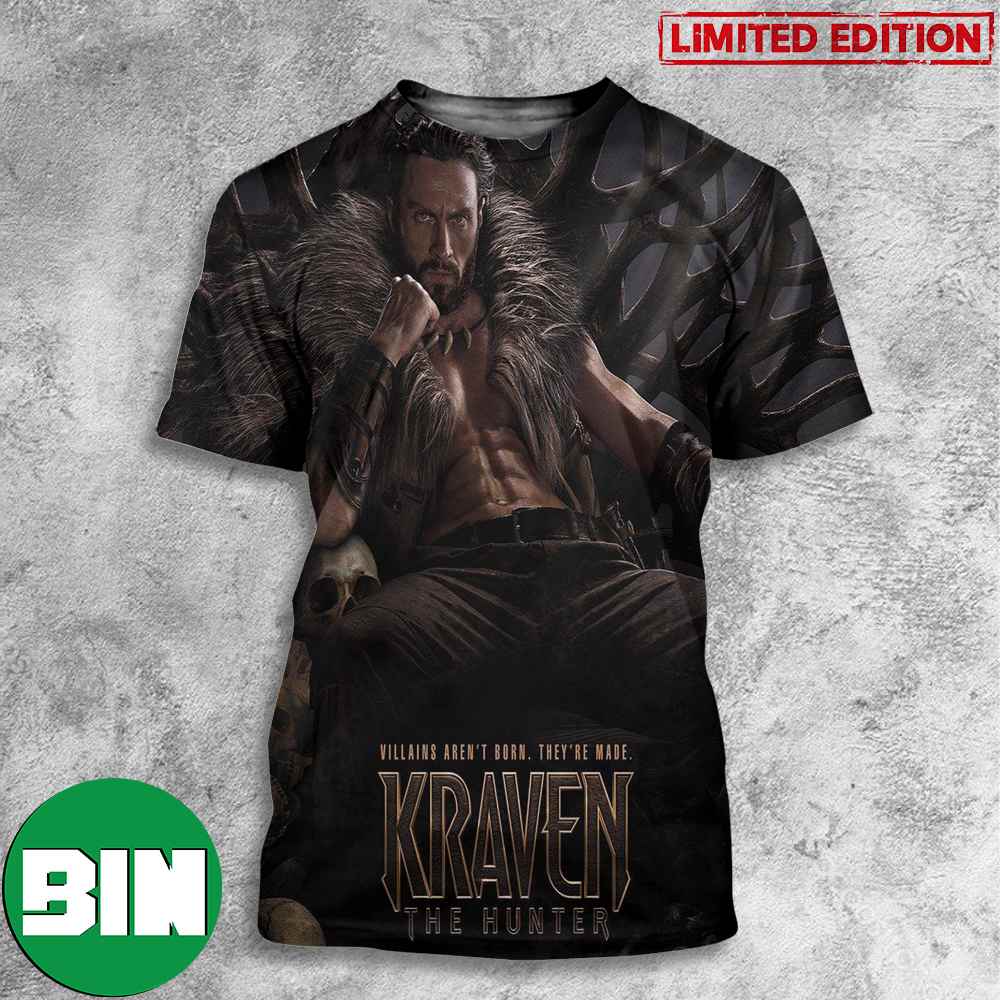 Kraven The Hunter Poster Of Sony x Marvel Studios 3D T-Shirt Kraven The Hunter Poster Of Sony x Marvel Studios 3D T-Shirt