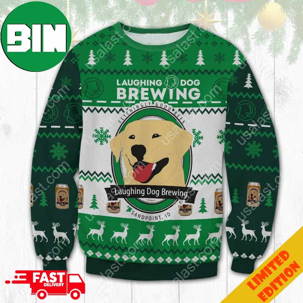 Laughing Dog Brewing Ugly Christmas Sweater For Men And Women Laughing Dog Brewing Ugly Christmas Sweater For Men And Women