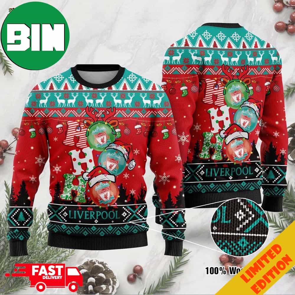 Liverpool FC Ho Ho Ho 3D Christmas Pattern Ugly Sweater For Men And Women Liverpool FC Ho Ho Ho 3D Christmas Pattern Ugly Sweater For Men And Women