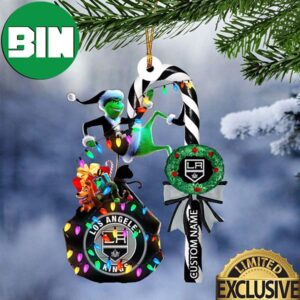 Los Angeles Kings NHL Grinch Candy Cane Custom Name Xmas Gifts Christmas Tree Decorations Ornament