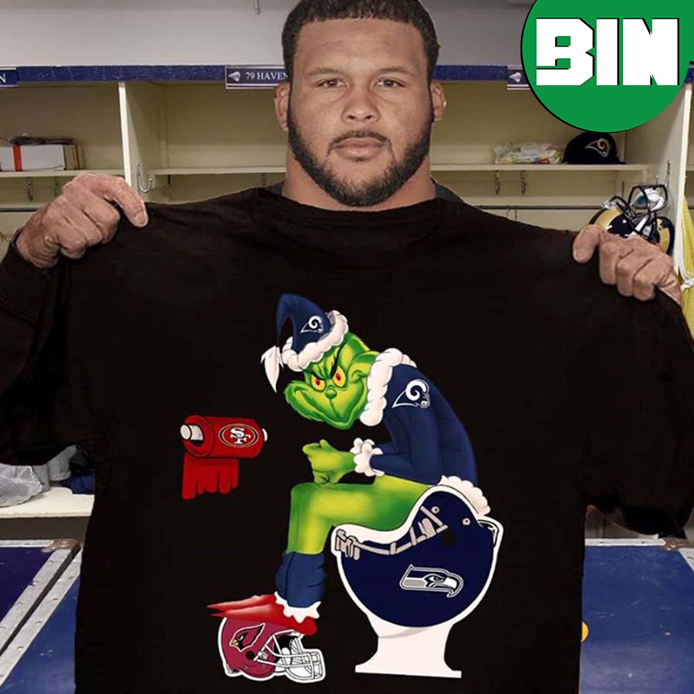 Los Angeles Rams Grinch NFL Sitting On Toilet Funny Christmas T-Shirt Los Angeles Rams Grinch NFL Sitting On Toilet Funny Christmas T-Shirt