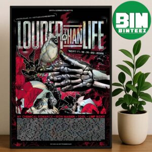 Louder Than Life 2026 America’s Largest Rock And Metal Festival In Louisville KY On September 17-20 Bird In The Hand Red Foil Poster Canvas